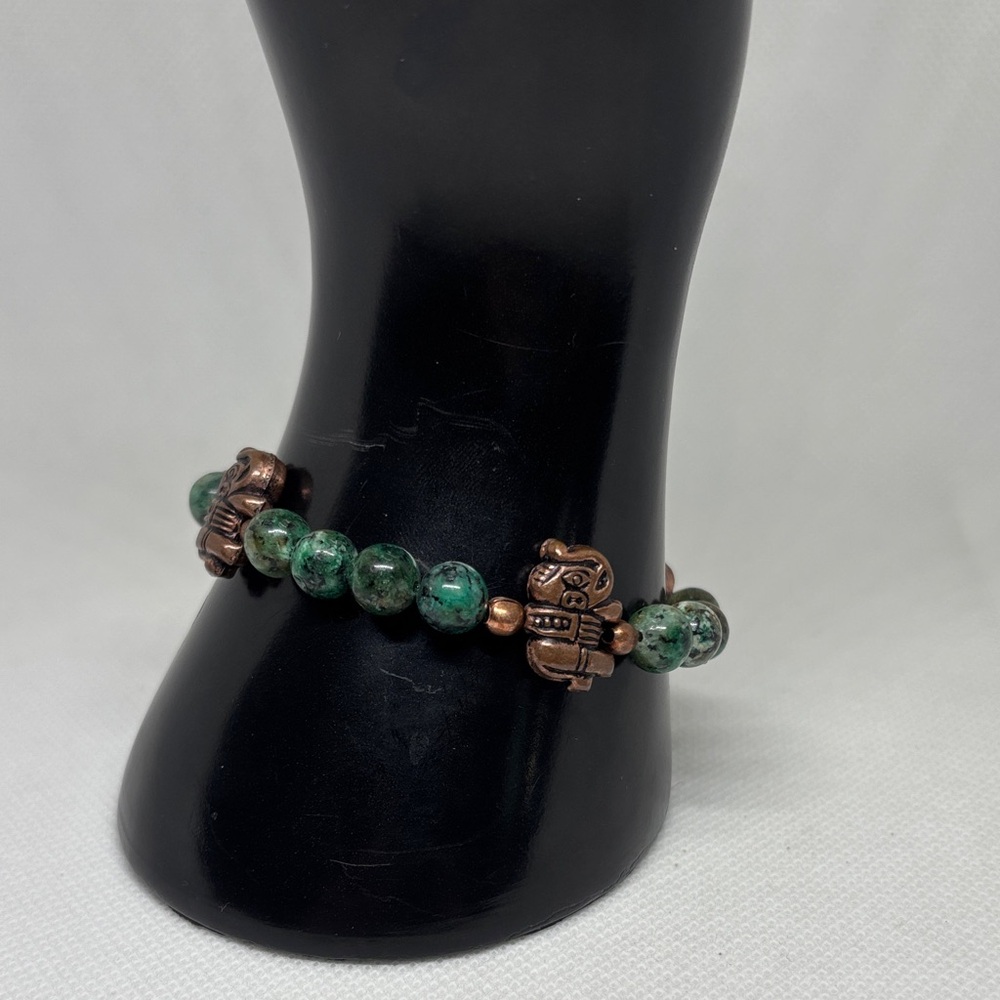 African Turquoise Bracelet with Vintage Elements